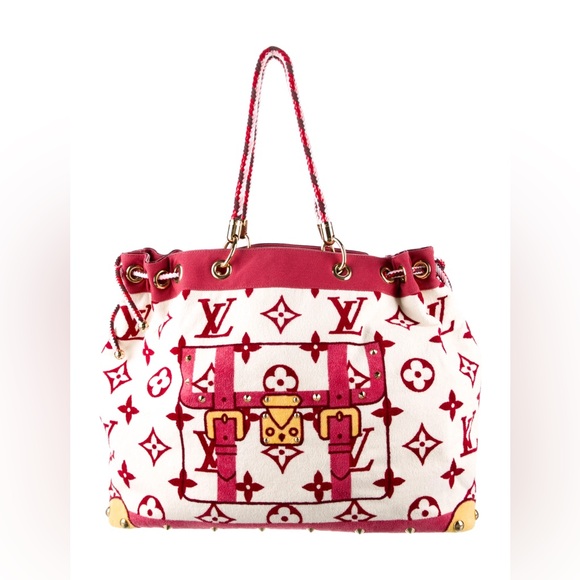 RARE LOUIS VUITTON Cruise Line Eponge Cabas Bag Extra Large Beach Tote Bag Pink - Picture 1 of 10
